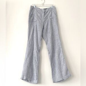 Chico's Linen Blue Gray Marin Pants Relaxed & Wide Leg M Chic Luxury Coastal
